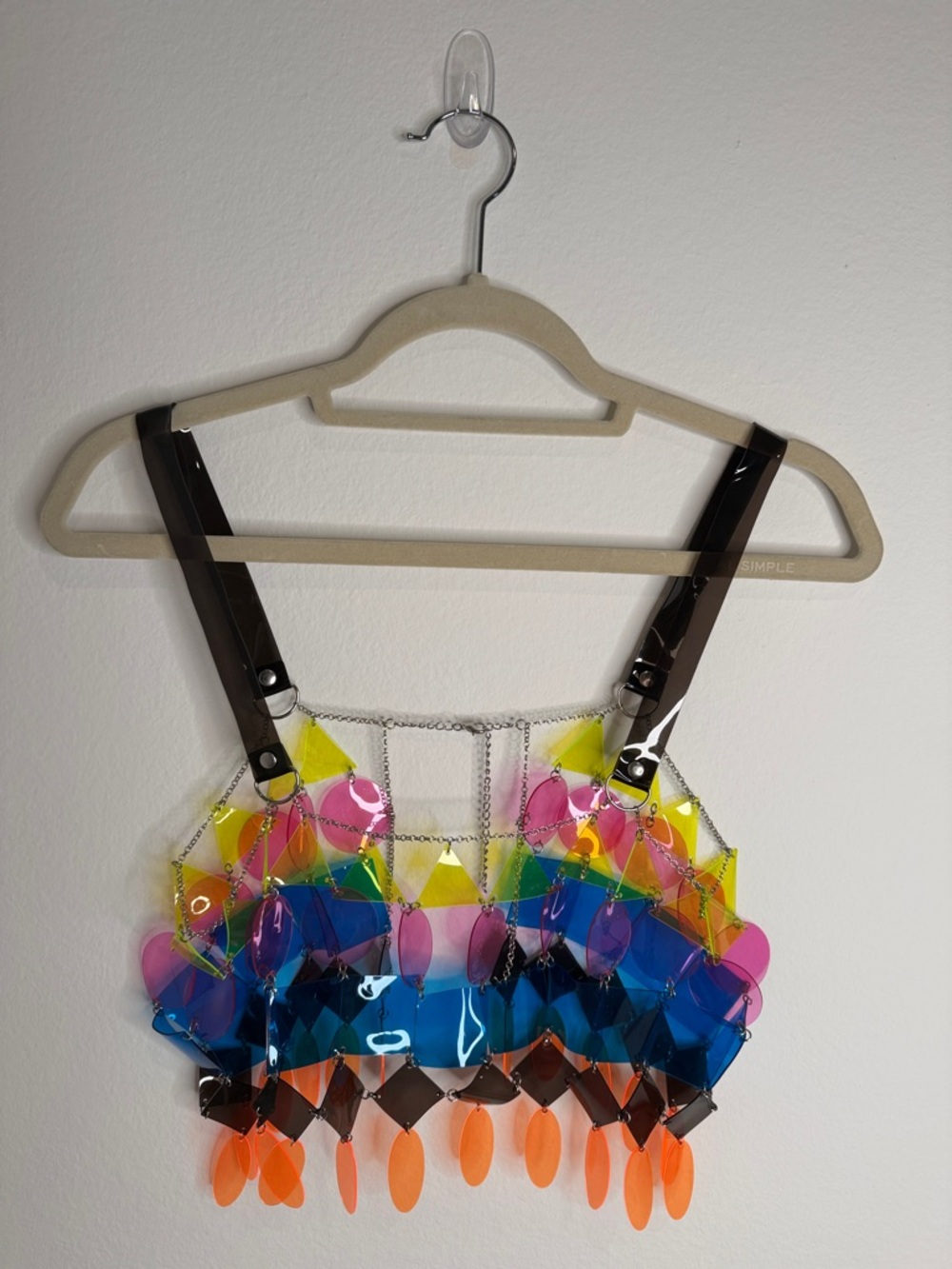 Topshop Chainmail PVC Crop Top Multicolor Festival Rave Statement Piece